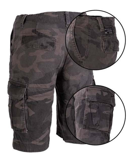 PANTALONI VINTAGE SCURTI PENTRU BARBATI, PRESPALATI, DARK CAMO - MIL-TEC