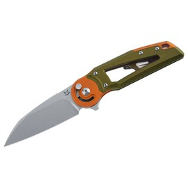 CUTIT DE BUZUNAR METAMORPHOSIS WHARNCLIFFE M390 ALUMINUM GREEN & ORANGE PVD - FOX KNIVES