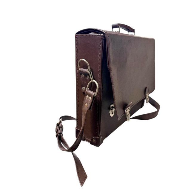 Servieta Vintage - Imitatie Piele - 42 x 33 cm - Surplus Militar Armata Romana - Maro - In stare buna