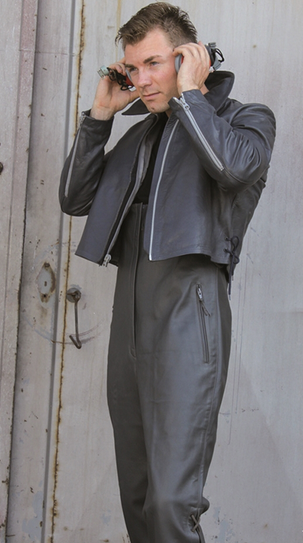 PANTALONI GERMANI - DIN PIELE - CU BRETELE - UTILIZAT