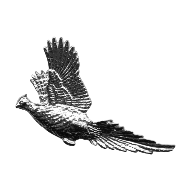 Insigna de vanatoare pentru palarie - Fazan 2 - Argintie