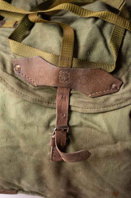 Ranita militara din panza - Armata Romana (Razboiul rece) - produs rar vintage - Verde OD - Uzata