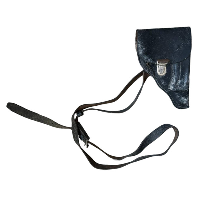 MAKAROV PISTOL HOLSTER WITH FLAP - MILITARY SURPLUS ROMANIAN ARMY - BLACK - USED