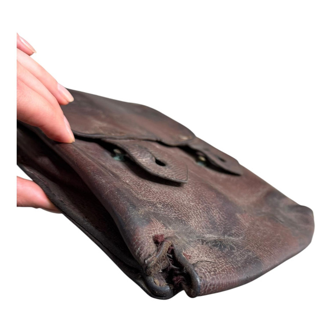 Geanta din piele pentru 4 incarcatoare AK-47 - Surplus Armata Romana - Uzata