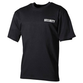 TRICOU DIN BUMBAC CU IMPRIMEU "SECURITY" - MFH® - NEGRU