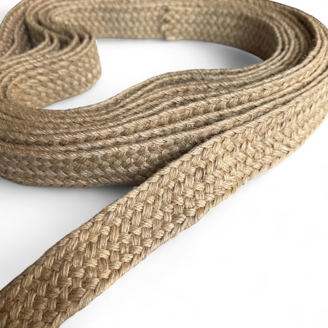 Plain braided jute band - 1m - Romanian Army Military Surplus - Natural beige - In Good Condition