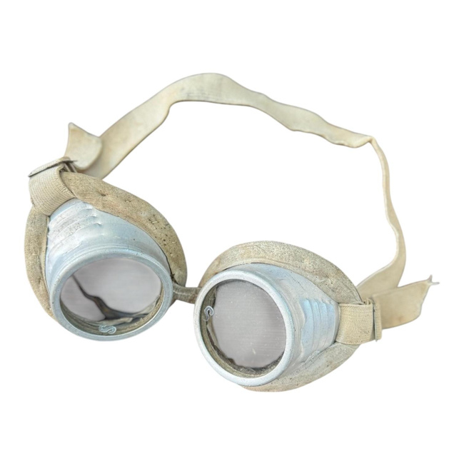 Ochelari protectie sudura, din aluminiu - Anii 1970 - Industria RSR - Surplus Militar Armata Romana - Metalic - In Stare Buna