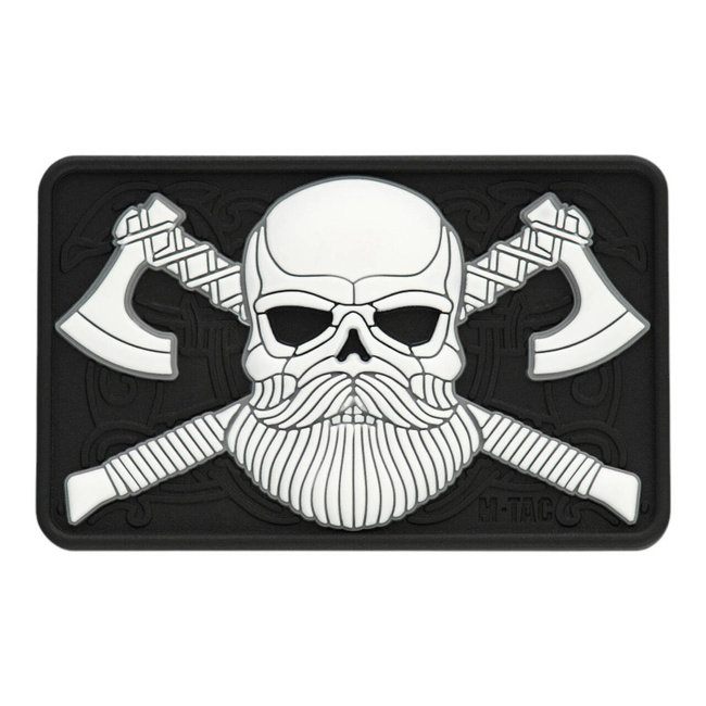 PATCH CRANIU CU BARBA 3D PVC - NEGRU/ALB - M-TAC