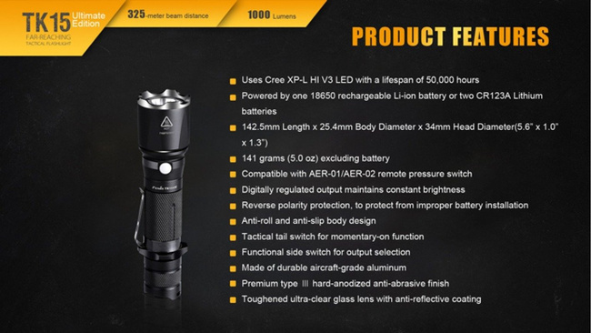 Lanterna Fenix TK15UE, impermeabila