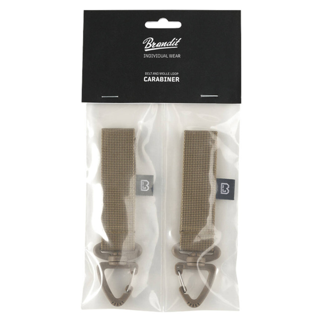 BELT CARABINER WITH LOOP - MOLLE - 2 PCS - CAMEL - BRANDIT