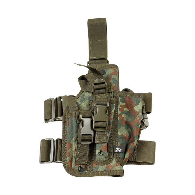 Holster tactic de picior dreapta - ajustabil cu sistem Molle - Camuflaj Flecktarn