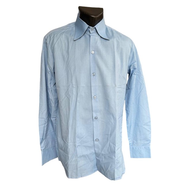 THIN SUMMER OFFICERS SHIRT - LIGHT BLUE - MILITARY SURPLUS ROMANIAN ARMY - LIKE NEW
