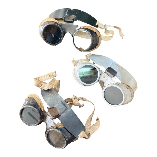 Aluminum Welding Goggles - Model G249 - Romanian Metallurgical Industry RSR - Romanian Army Military Surplus - Metallic - With Defects/Used