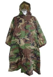 PONCHO US ARMY STYLE WOODLAND CAMO RIP-STOP