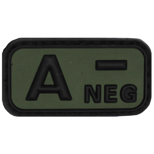 PATCH VELCRO 3D - 5 x 2,5 CM - MFH® - NEGRU/VERDE OD - GRUPĂ SANGUINĂ "A NEG"