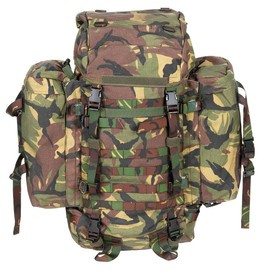 BACKPACK WITH SIDE POCKETS, MEDIUM, 60 L - MILITARY SURPLUS FROM DUTCH ARMY - NL CAMO - USED