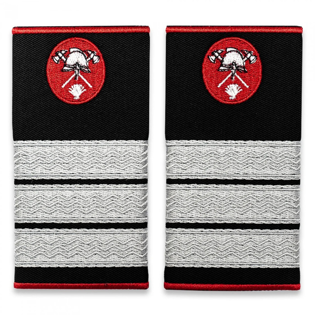 Grade Plutonier Adjutant Pompieri ISU, IGSU țesute pe suport textil din tercot lipit, cu semn de armă metalic