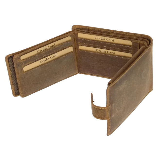 Portofel din piele pentru vanatori, cu imprimeu - Muflon - Maro - GreenDeed