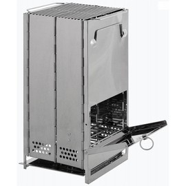 ROCKET STOVE WITH GRATE, FOLDABLE, LARGE, STAINLESS STEEL - MFH
