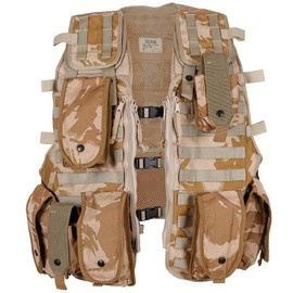 VESTĂ TACTICĂ CU 9 POUCH-URI - CAMUFLAJ DEȘERT DPM - SURPLUS MILITAR BRITANIC - CA NOU
