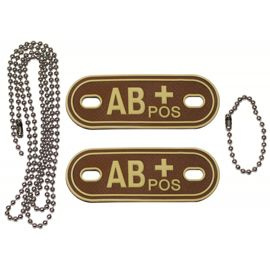 Blood Group Marker, chains, dog tags, desert, "AB POS", 3D