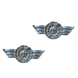 SET 2 SEMNE DE ARMA PENTRU EPOLETI, GRADE MILITARE - RADIOLOCATIE - SURPLUS MILITAR ARMATA ROMANA - ARGINTII - IN STARE BUNA