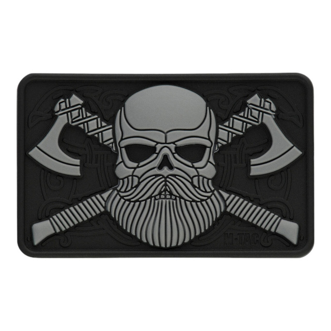 PATCH CRANIU CU BARBA 3D PVC - NEGRU/GRI - M-TAC