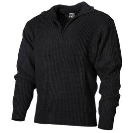 MFH PULLOVER TROYER WITH ZIP - BLACK