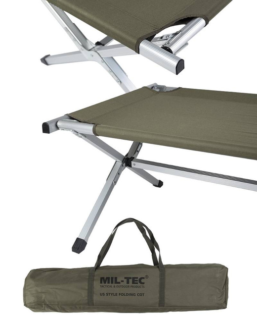 FOLDING BED WITH ALUMINIUM FRAME, REINFORCED, AMERICAN STYLE, WITH CARRYING BAG - OD GREEN - MIL-TEC®