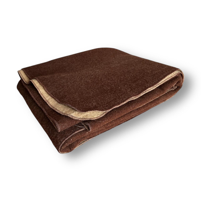 Patura din lana merinos - model Chocolat - 150x200 cm - 1800 g - Fata dubla (maro deschis/maro inchis)