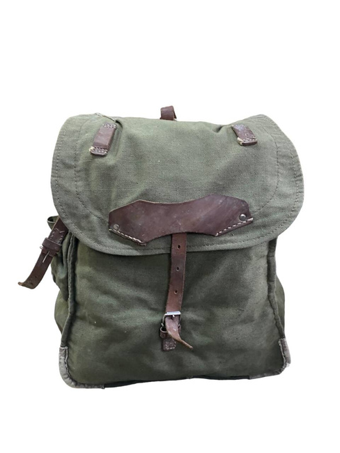 Military Rucksack- Cold War Romanian army (Canvas) - vintage rare - OD Green - Used