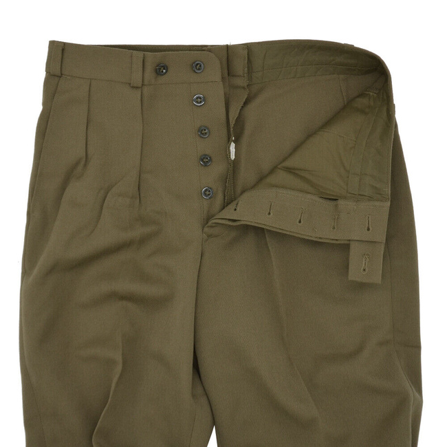 PANTALONI DE UNIFORMA VINTAGE DIN LANA DT/VT- SURPLUS MILITAR ARMATA OLANDEZA - TINUTA DE ZI CU ZI - VERDE OD - IN STARE BUNA