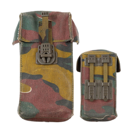 Pouch dublu pentru munitie - Surplus Militar de la armata Belgiana - Camuflaj Jigsaw - Uzat