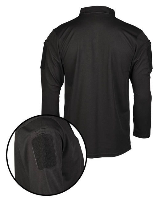 TACTICAL POLO SHIRT WITH LONG SLEEVES - QUICK DRYING - Mil-Tec - BLACK