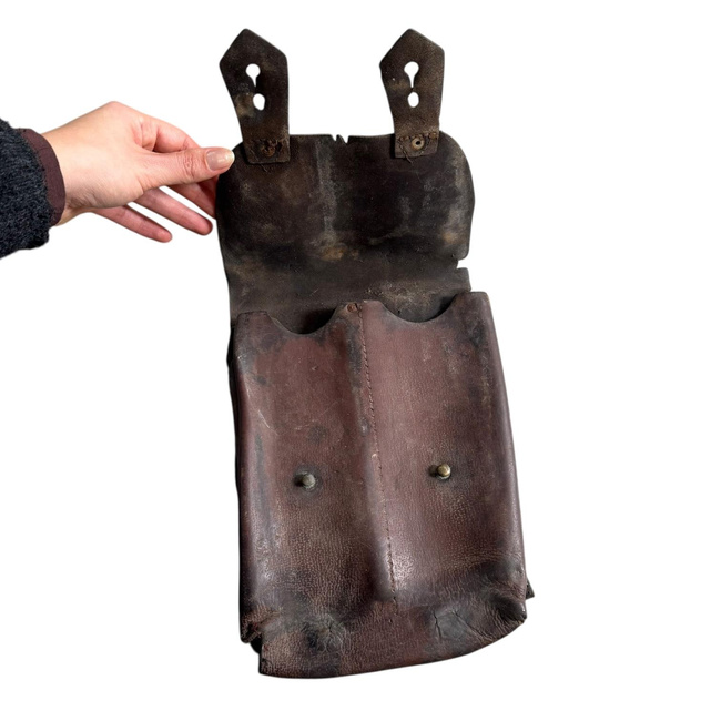 Geanta din piele pentru 4 incarcatoare AK-47 - Surplus Armata Romana - Uzata