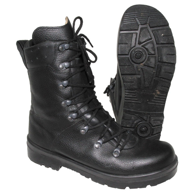 Combat boots with leather lining - German army surplus - Black - Used 