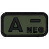 PATCH VELCRO 3D - 5 x 2,5 CM - MFH® - NEGRU/VERDE OD - GRUPĂ SANGUINĂ "A NEG"