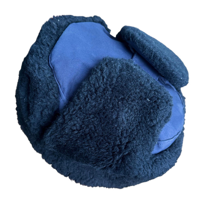 WINTER CAP FOR CADRES - SOVIET PERIOD - ROMANIAN ARMY MILITARY SURPLUS - NAVY BLUE WITH BLACK FUR - IN GOOD CONDITION