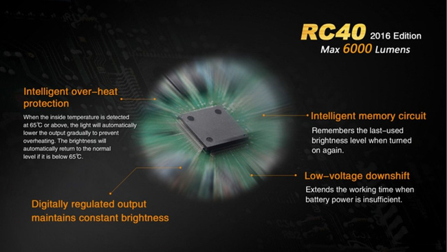 Flashlight Fenix RC40, water resistant