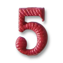 Metallic number - 5 - Red - Hungarian Army Military Surplus - Like New