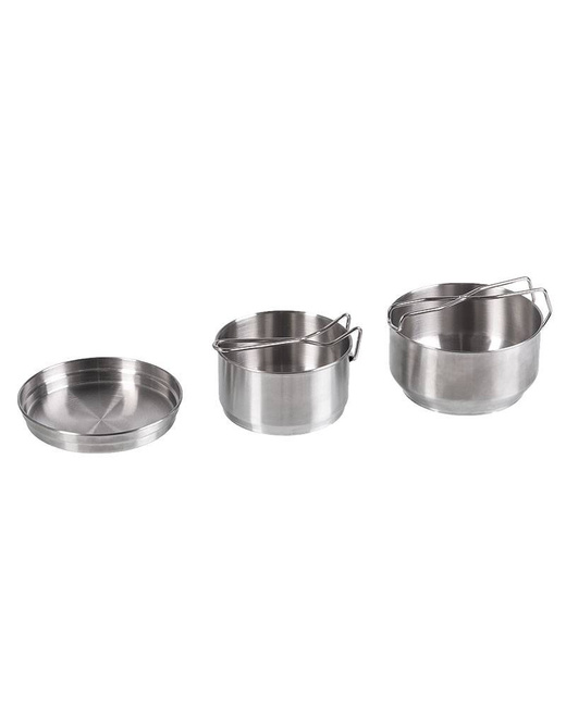 SET DE GĂTIT PENTRU CAMPING DIN OȚEL INOXIDABIL - 3 PIESE - REPRODUCERE MODEL CEH