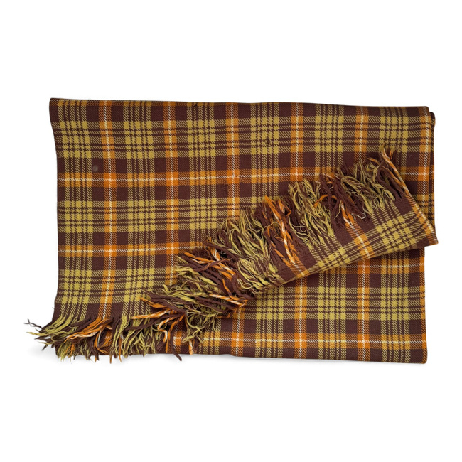 Patura de lana cu franjuri la capete - Vintage - 150x190 cm - Surplus Militar Armata Romana - Uzata