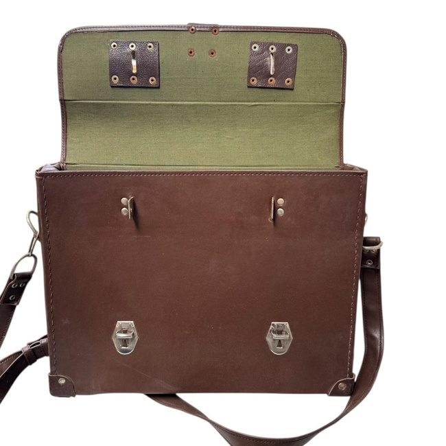 Servieta Vintage - Imitatie Piele - 42 x 33 cm - Surplus Militar Armata Romana - Maro - In stare buna