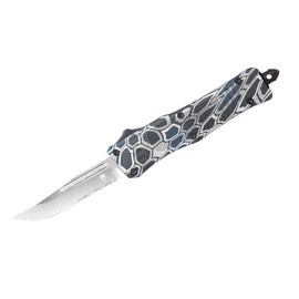 CUTIT DE BUZUNAR MEDIUM CTK-1 CERAKOTE BLUE COBRA SKIN DROP SERRATED - CobraTec
