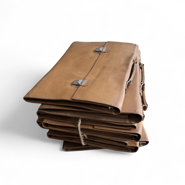 VINTAGE BRIEFCASE - ROMANIAN ARMY MILITARY SURPLUS - BROWN - IN GOOD CONDITION