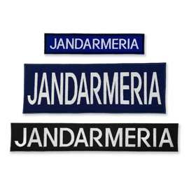 Emblema JANDARMERIA spate, pe suport bleumarin si aplicare tip Velcro cu scai - 28x10 cm