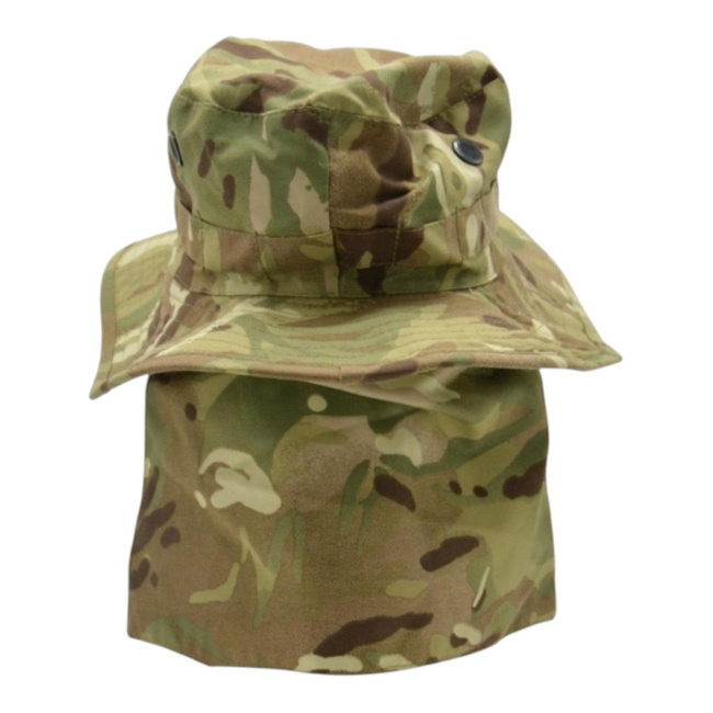 Boonie Hat with Detachable Neck Flap - British Army Military Surplus - MTP Camouflage - Used