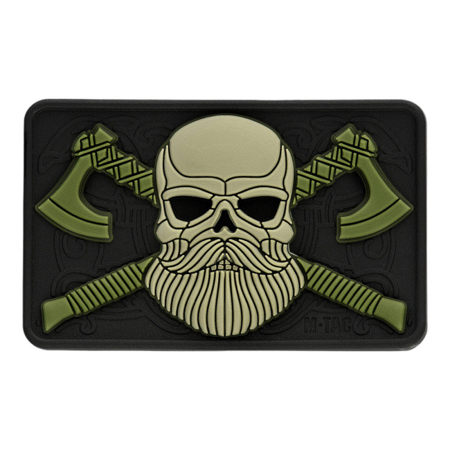 PATCH CRANIU CU BARBA 3D PVC - NEGRU/OLIVE - M-TAC