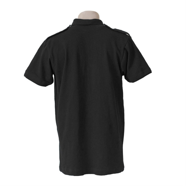 Tricou polo negru cu maneca scurta, buzunar si epoleti pentru PENITENCIAR, JANDARMERIE