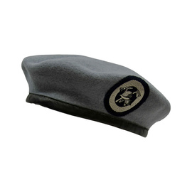 GREY BERET WITH INSIGNIA FOR FIREFIGHTERS - MILITARY SURPLUS FROM THE GERMAN ARMY - USED